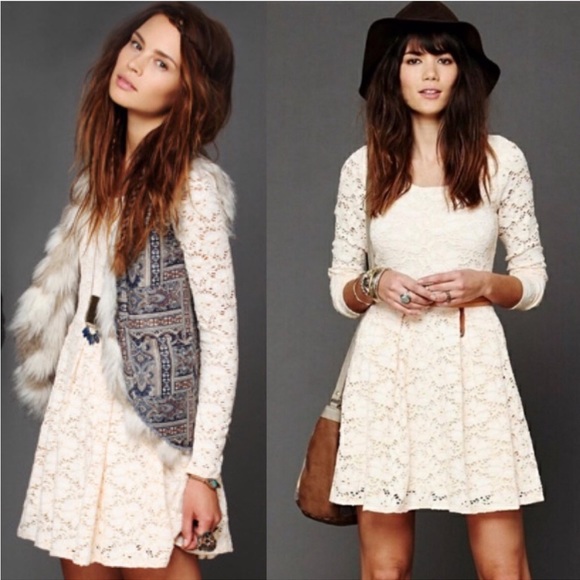 Free People Rose Garden Eyelet Lace Pleated Mini Dress - Picture 1 of 14